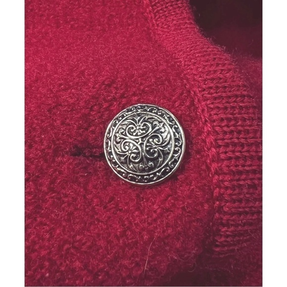 Norm Thompson Sz S 100% Wool Red Sweater Knit Boiled Blazer Jacket Womens RARE - Picture 3 of 6